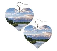 Grand Teton National Park Boucles d'oreilles élégantes en cuir en forme de cœur Accessoires tendance et uniques pour un usage quotidien, taille unique