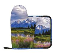 Grand Teton National Park Print Maniques Mitaines et Maniques Ensembles Cuisine Four Gants Résistants Chauds Pour Cuisson Grill