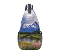 Grand Teton National Park Sac à dos à bandoulière réglable pour voyage, sport, course à pied, randonnée, noir, taille unique, Noir , Taille unique