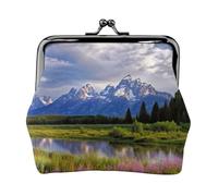 Grand Teton - Petit porte-monnaie pour femme, motif parc national - Portefeuille en cuir avec fermeture à baiser - Mini porte-monnaie mignon - Porte-monnaie - Porte-monnaie - Porte-monnaie pour clés