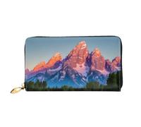 Grand Teton Portefeuille en cuir avec fermeture éclair pour téléphone portable, carte de crédit et argent Motif parc national Noir Taille unique, Noir/blanc, One Size