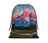 Grand Teton Sac cadeau avec cordon de serrage Motif parc national pour Noël, fêtes de fin d'année, tailles assorties