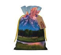 Grand Teton Sac cadeau réutilisable en lin avec cordon de serrage Motif parc national