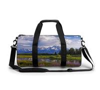 Grand Teton Sac de sport cylindrique léger pour homme et femme Motif parc national Grand Teton 45 cm/22,9 cm/22,9 cm, Style 16, 17.7in/9in/9in