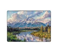 Grand Teton - Tapis en flanelle imprimé parc national, 203,2 x 147,3 cm, tapis de sol doux en mousse à mémoire de forme qui ne perd pas ses poils, tapis de sol chaud et antibruit pour chambre à