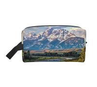 Grand Teton Trousse de maquillage imprimée Parc national pour femme Trousse de toilette de voyage Grande capacité avec poignée, Parc national du Grand Teton., Taille unique, Trousse de maquillage