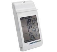 Grand thermomètre numérique gris avec maximum et minimum - Pour intérieur, extérieur, mur de serre, jardin