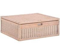 Grand tiroir sous lit en rotin 64 x 58 x 24 cm / sous le lit avec couvercle / panier de rangement (blanc vintage)