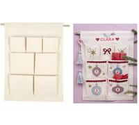 Grand Toile Vierge Noël Advent Calendrier Suspendu Organiseur 7 Poches Craft