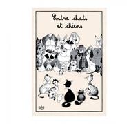 Torchon Dubout Entre Chats et Chiens Winkler Beige