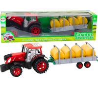 Grand tracteur agricole avec remorque et balles de foin Red Drive