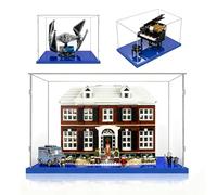 Grand Transparent Vitrine 45x40x35 avec Base Bleue,3mm Acrylique Anti Poussière Boîte de Présentation pour Home Alone 21330 Star Wars Tie Interceptor 75382 et Figur Collection