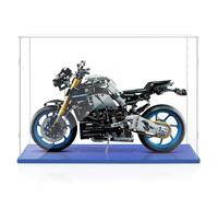 Grand Transparent Vitrine 50x20x35 avec Base Bleue,3mm Acrylique Anti Poussière Boîte de Présentation pour Moto Yamaha-MT-10 SP 42159 BMW M1000rr 42130 Ducati Panigale 42202