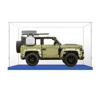 Grand Transparent Vitrine 50x25x30 avec Base Bleue,3mm Acrylique Anti Poussière Boîte de Présentation pour Land Rover Defender 42110 Jazz Quartet 21334 Camion Bétonnière 42112