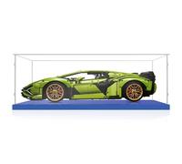 Grand Transparent Vitrine 62x30x20 avec Base Bleue,3mm Acrylique Anti Poussière Boîte de Présentation pour Voitures Modèles 1/8 Porsche 911 GT3 RS 42056 McLaren P1 42172 Bugatti Chiron 42083