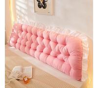 Grand traversin pour tête de lit avec attaches de fixation - Support de positionnement pour lit, repose-lit, coussin de lecture long avec housse amovible - Coussin de dossier pour lit, canapé, lit de