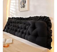 Grand traversin pour tête de lit avec attaches de fixation - Support de positionnement pour lit, repose-lit, coussin de lecture long avec housse amovible - Coussin de dossier pour lit, canapé, lit de