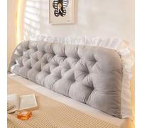 Grand traversin pour tête de lit avec attaches de fixation - Support de positionnement pour lit, repose-lit, coussin de lecture long avec housse amovible - Coussin de dossier pour lit, canapé, lit de