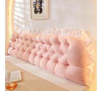 Grand traversin pour tête de lit avec attaches de fixation - Support de positionnement pour lit, repose-lit, coussin de lecture long avec housse amovible - Coussin de dossier pour lit, canapé, lit de