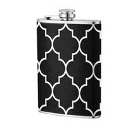 Grand trèfle blanc sur fond noir,Flasque de poche plate de 8 oz en acier inoxydable 304, idéale pour les activités de plein air.