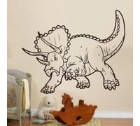 Grand Triceratops Préhistorique Dinosaure Sticker Dinosaure Sticker Dessin Animé Dino Animal Vinyle Sticker Mural pour Garçon Chambre Decor42X34CM