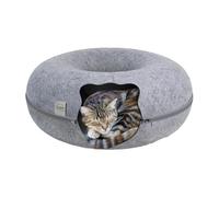 Grand tunnel circulaire pour chat, lit tunnel pour chat, niche et lit en feutre pour chats - Grande cachette circulaire pour chats, petits animaux de compagnie, lapins, chatons, siestes et jeux