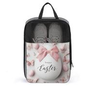 Grand œuf de Pâques avec un nœud rose en ruban sac à chaussures pour voyage, usage quotidien, sac de rangement anti-poussière pour chaussures de golf