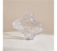 Grand vase abstrait en verre transparent avec motif vallée pour décoration d'intérieur, centre de table et décoration d'étagère (transparent)