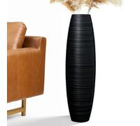 Grand Vase de Sol de 70 cm, Robuste, Luxueux, texturé, pour Branches décoratives et Fleurs séchées, décoration en résine, Noir