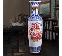 Grand vase de sol en céramique for le salon, nouveau vase haut de style chinois, décoration d'entrée asiatique moderne, cadeau d'ouverture for les entreprises(B,1.2M)
