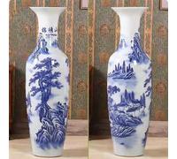 Grand vase de sol en céramique, nouveau vase haut de style chinois for le salon, pièce de décoration asiatique moderne for l'inauguration du bureau, cadeau de pendaison de crémaillère(D,1.8M)