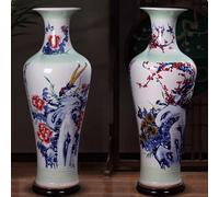 Grand vase de sol en céramique, vase floral chinois traditionnel peint à la main for le salon, décoration élégante du hall de l'hôtel, cadeau de pendaison(B,2.2M)