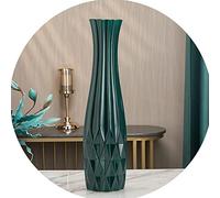 Grand vase de sol en céramique verte - Grand support de fleurs décoratif pour décoration d'intérieur moderne et rustique pour amis et famille (16 x 62 cm)