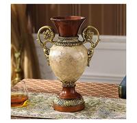 Grand vase de sol pour décoration d'intérieur, pot de fleurs en résine, décoration de bureau, vase élégant à double oreille pour salon