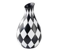 Grand vase de sol - Vase à carreaux noir et blanc | Design décoratif fabriqué à la main | Récipient à fleurs en résine noire et blanche pour la maison, les centres de table pour la cuisine, la salle à