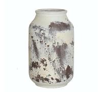 Grand Vase en céramique Rustique en Terre Cuite blanchie à la Chaux pour Table, Salon, étagère, cheminée, Cuisine, décoration d'intérieur, 24 cm (Beige)