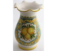 Grand vase en céramique sicilienne jaune et vert de saint stefano di camastra décoré à la main Limoni Art 16