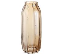 Grand vase en verre ambré pour fleurs, vase à côtes dorées, vase de sol de 32 cm, vases décoratifs pour décor de table à la maison et style ferme (Marron 32 cm)