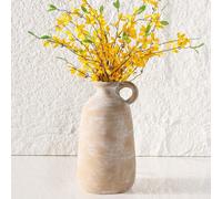 Grand vase rustique en céramique de 32,5 cm - Décoration d'intérieur pour ferme de la pampa - Vase décoratif en argile pour cheminée, entrée, table, salon, cuisine, salle de bain, chambre à coucher