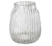 Grand Vase Transparent, Grand Vase Transparent pour Fleurs, H-21CM Design nervuré Simple pour la décoration du Sol de la Maison, Farmhouse, décorations de Table à café
