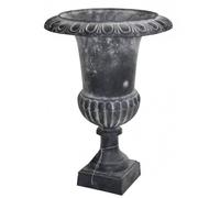 L'Héritier Du Temps Grand Vase Vasque Jardiniere en Fonte Grise Style Medicis Pot de Fleur 47,5x47,5x62cm