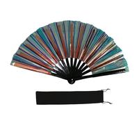 Grand ventilateur à main pliable et coloré scintillant pour Line, Dance, Art Martial, Taichi, avec rabat cadeau réfléchissant