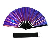 Grand ventilateur à main pliable et coloré scintillant pour Line, Dance, Art Martial, Taichi, avec rabat cadeau réfléchissant