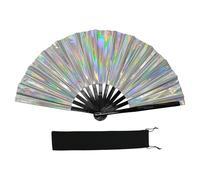 Grand ventilateur à main pliable et coloré scintillant pour Line, Dance, Art Martial, Taichi, avec rabat cadeau réfléchissant