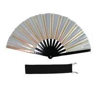 Grand ventilateur à main pliable et coloré scintillant pour Line, Dance, Art Martial, Taichi, avec rabat cadeau réfléchissant