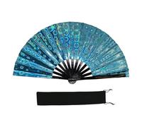 Grand ventilateur à main pliable et coloré scintillant pour Line, Dance, Art Martial, Taichi, avec rabat cadeau réfléchissant
