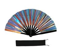 Grand ventilateur à main pliable et coloré scintillant pour Line, Dance, Art Martial, Taichi, avec rabat cadeau réfléchissant