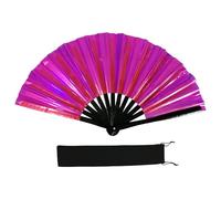 Grand ventilateur à main pliable et coloré scintillant pour Line, Dance, Art Martial, Taichi, avec rabat cadeau réfléchissant