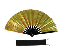 Grand ventilateur à main pliable et coloré scintillant pour Line, Dance, Art Martial, Taichi, avec rabat cadeau réfléchissant