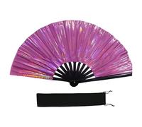 Grand ventilateur à main pliable et coloré scintillant pour Line, Dance, Art Martial, Taichi, avec rabat cadeau réfléchissant